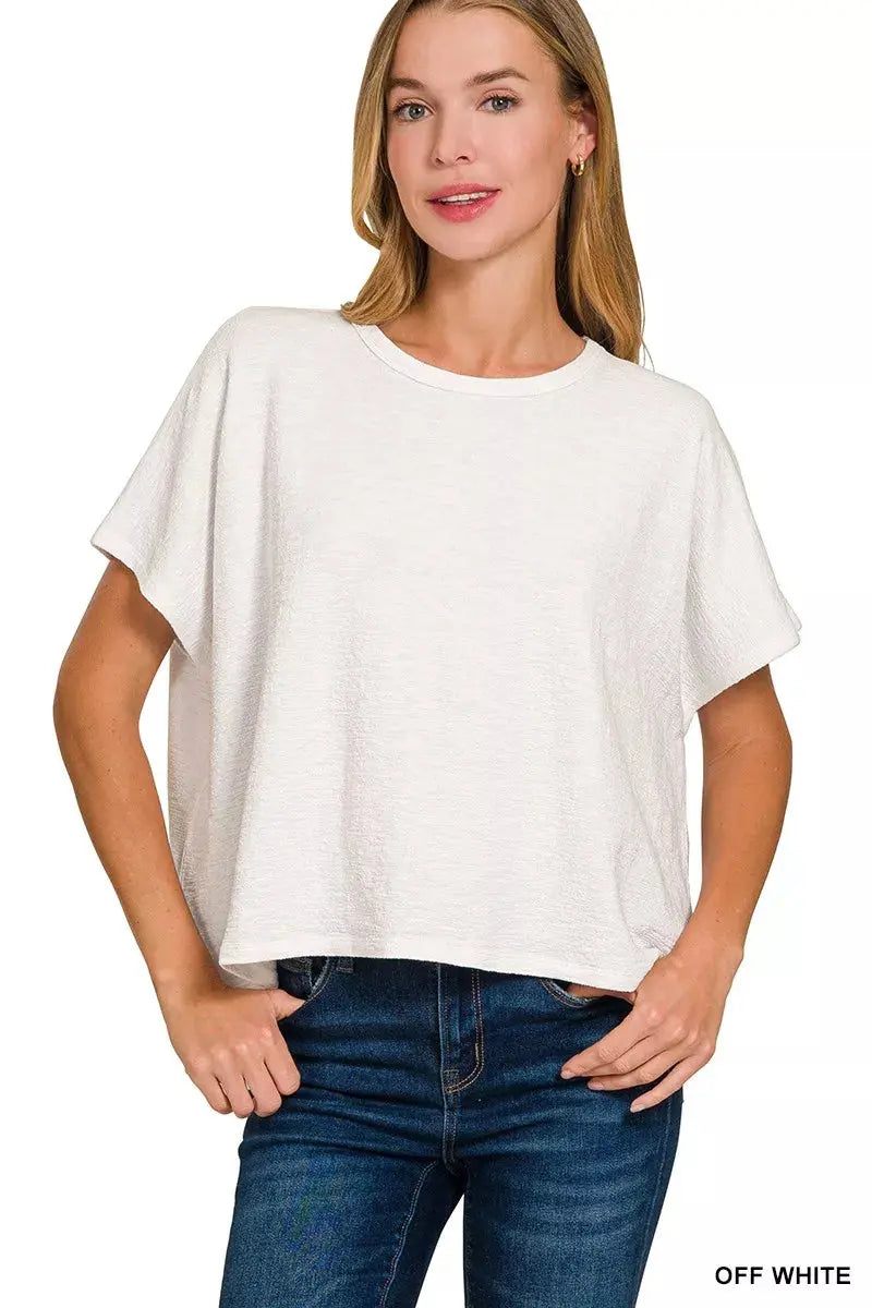 Zenana Cotton Slub Oversized Tee - Shopstiluna